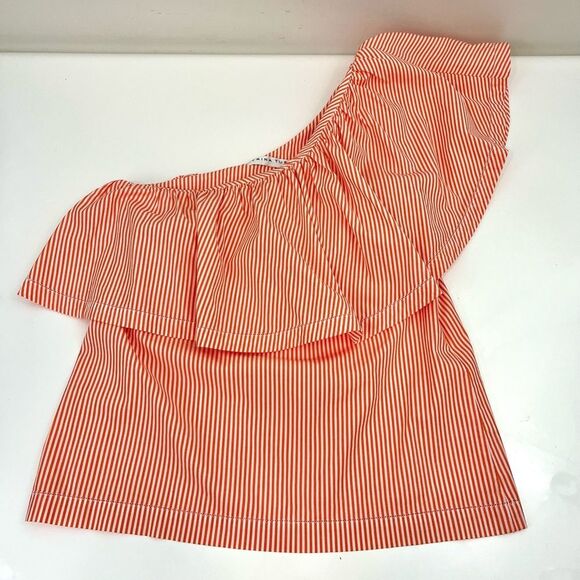 TRINA TURK Mayreau One Shoulder Ruffle Top Striped - Picture 3 of 8